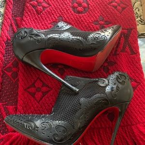 Christian Louboutin black leather booties